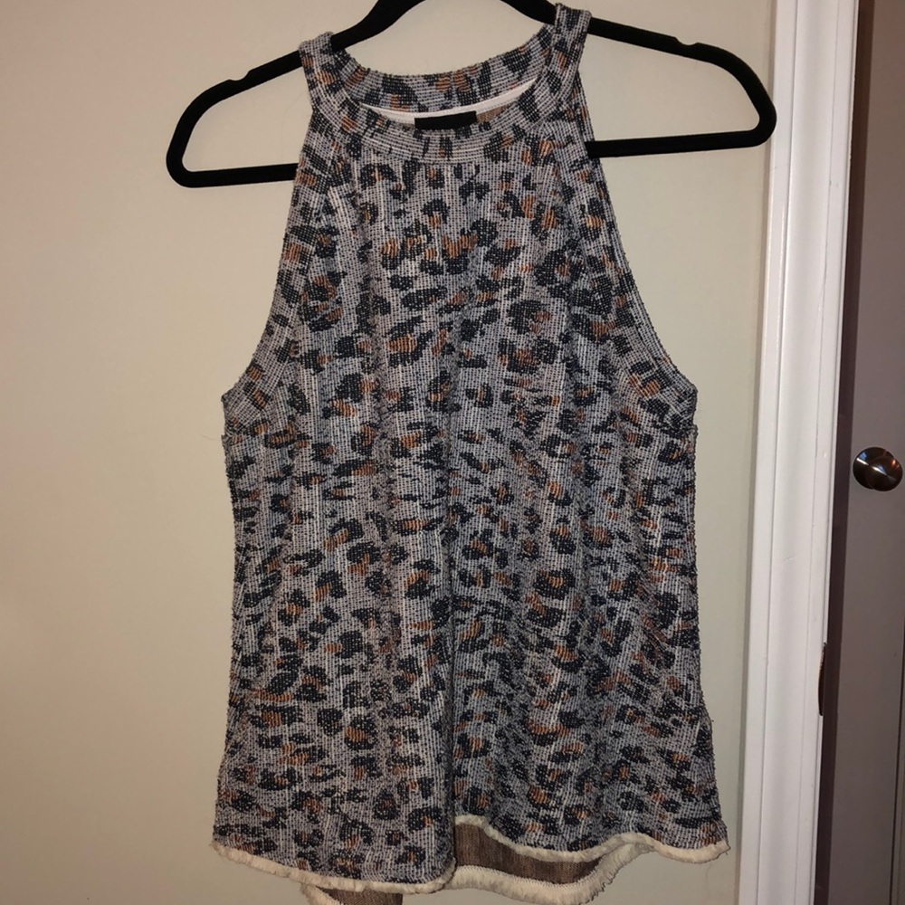 Leopard print knit tank top
